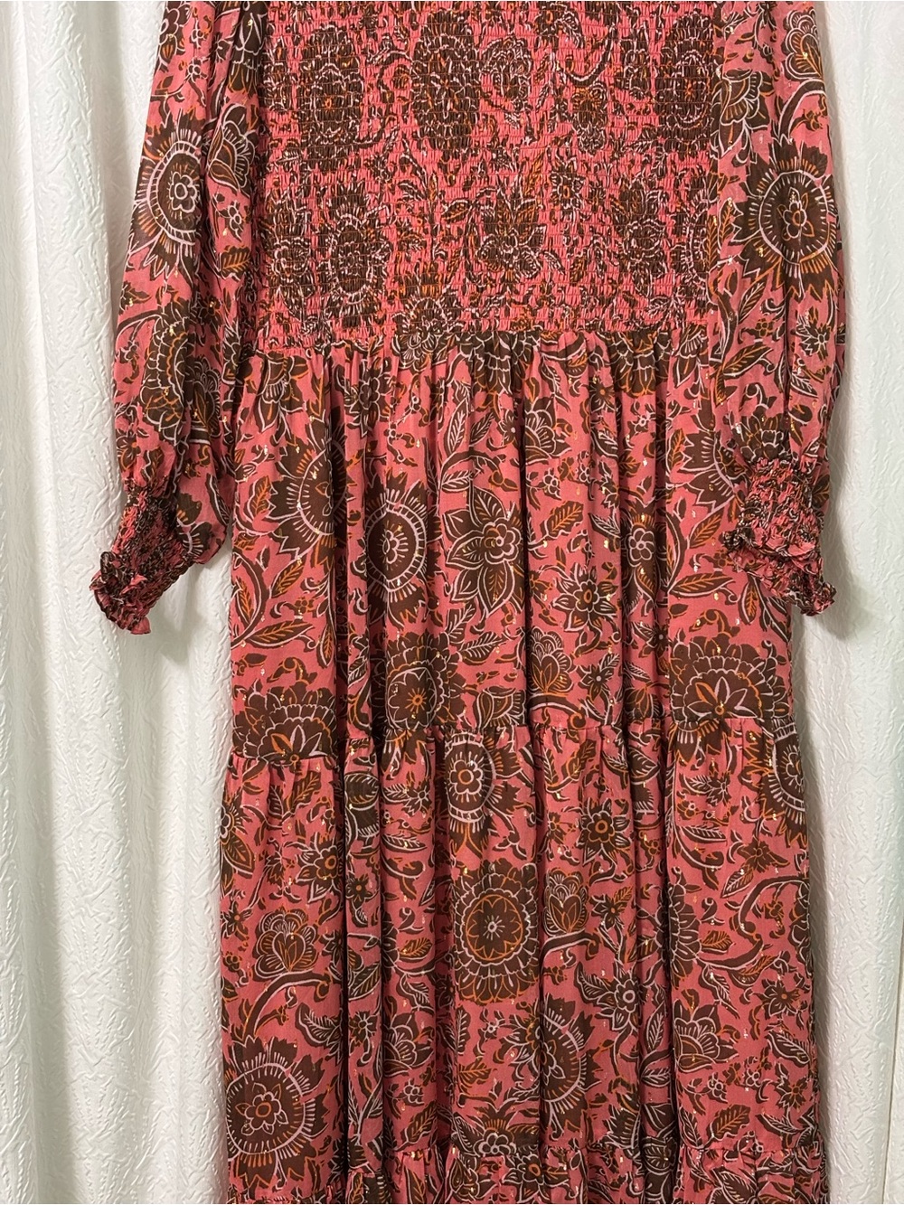 EUC Boden Paisley Tiered Smocked Maxi Dress with pockets Size 16/18 - Picture 2 of 13